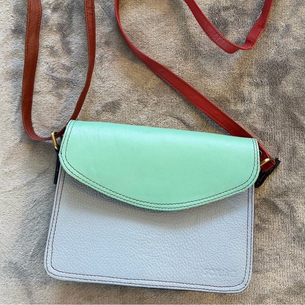 Colorful Recycled Leather Crossbody Bag